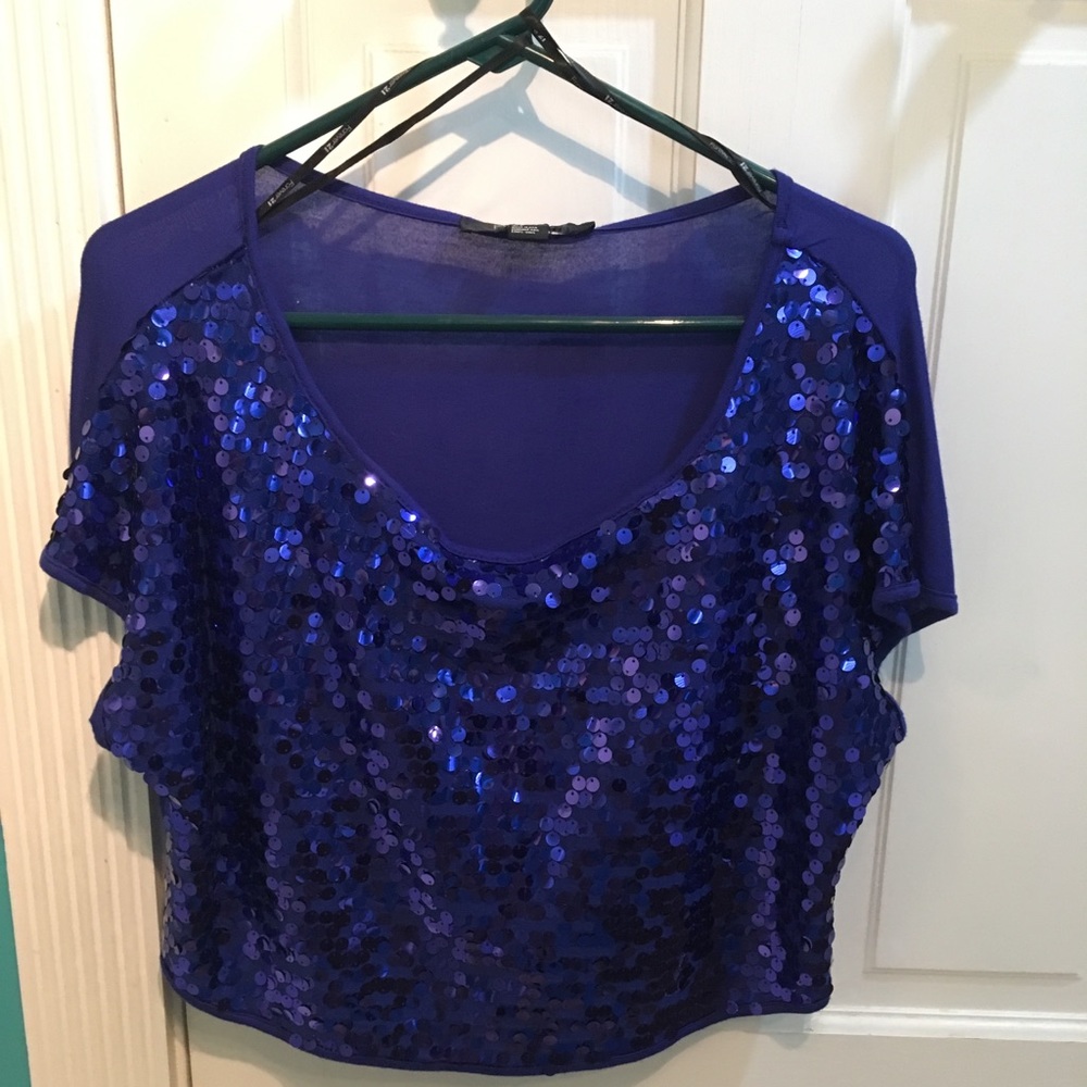 Forever 21 sparkly blue crop top